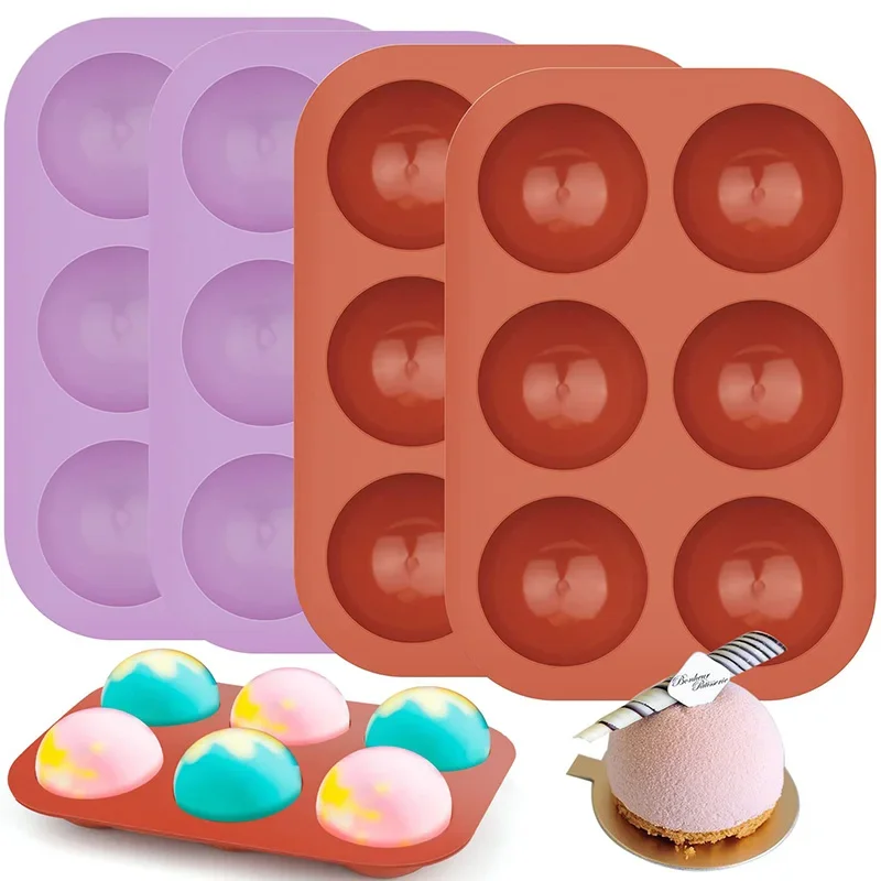 Kruhová forma čokoláda 6-Cavity Semi Sphere Silikónové formy polovičná guľa Polia