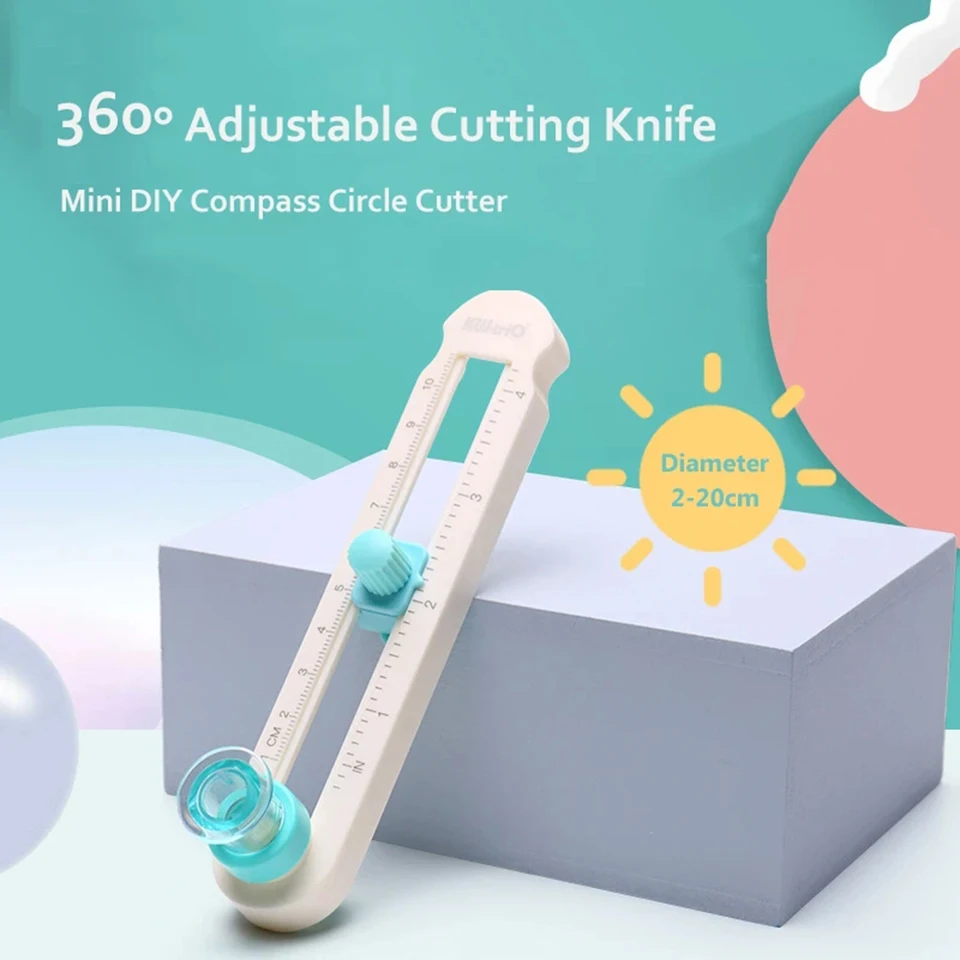 Kruhové rezanie noža 2-20 cm Priemer Patchwork Compass Circle Cutter Scrapbooking Cutters DIY Art Knife pre fotografické/krafty papier