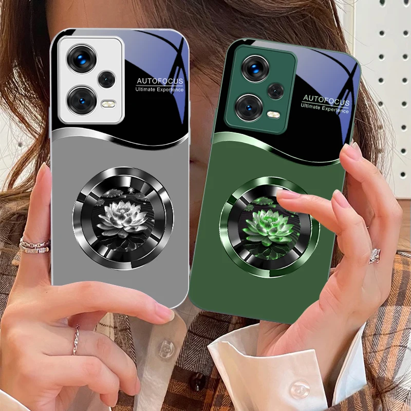Kruhový lotosový kvet pre Xiaomi 14 Ultra 13 Lite Redmi Note 13 11 Pro 12 Plus POCO X6 3 Pro F4 6 GT Tempera