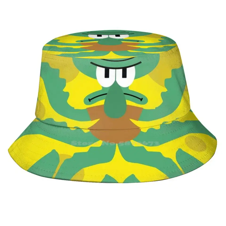 Krupobitie Squidward Kórejský štýl Caps Funny Beach Bucket Hats Hail Squidward
