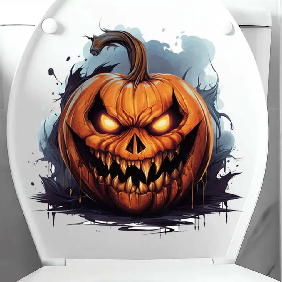 Krvavé tekvicové tesáky halloween toaletné nálepka Horor kúpeľňa dekorácie nálepka na stenu