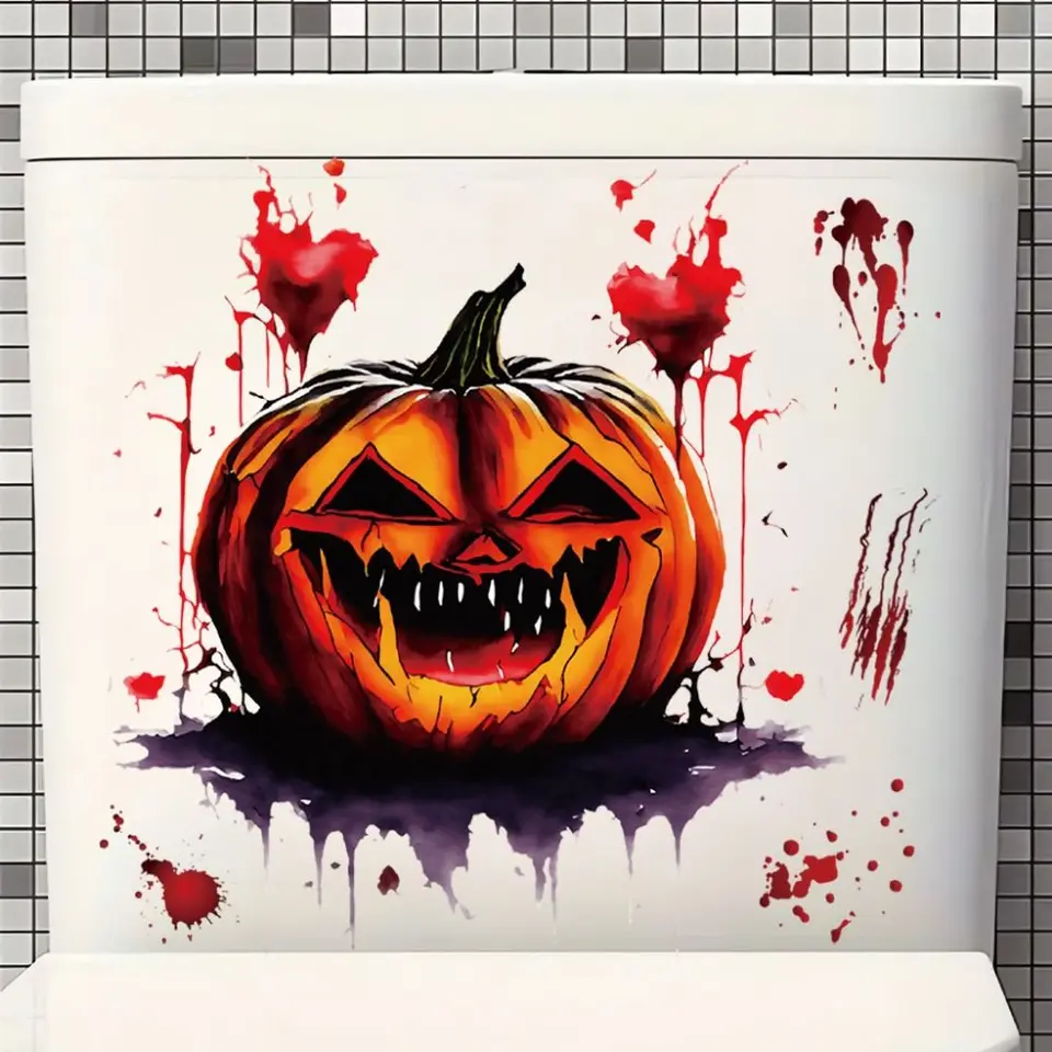 Krvavé tekvicové tesáky halloween toaletné nálepka Horor kúpeľňa dekorácie nálepka na stenu