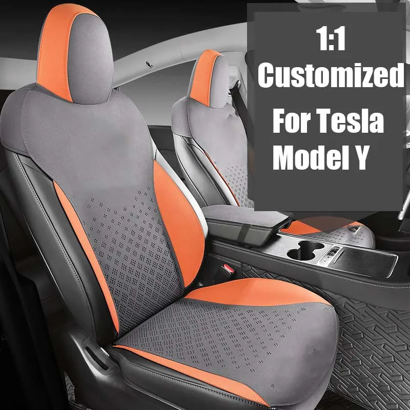 Kryt autosedačky Špecifické prispôsobenie pre 2021-2023 Tesla Model Y Suede Priedušné sedlo vankúš na autosedačku
