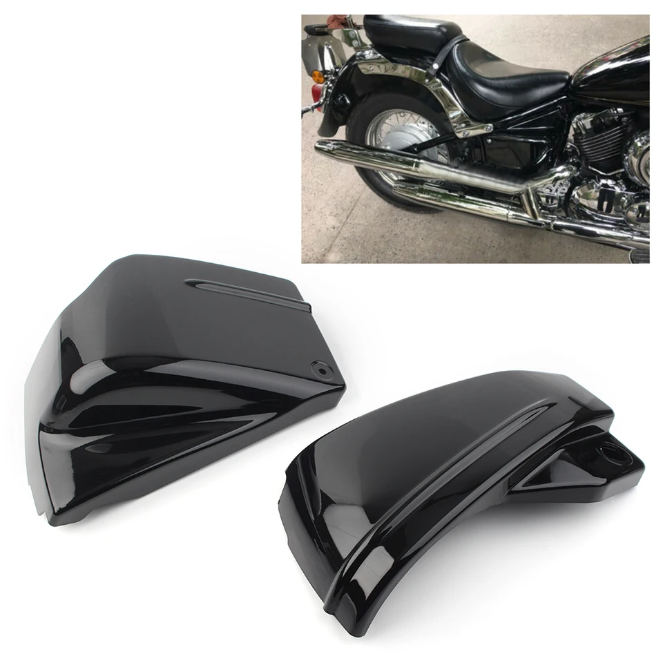 Kryt batérie na strane motocykla na bočné kapotáž vľavo a vpravo pre Yamaha V-Star 650 Dragstar 650 XVS650 XVS650A Custom Classic Black Black
