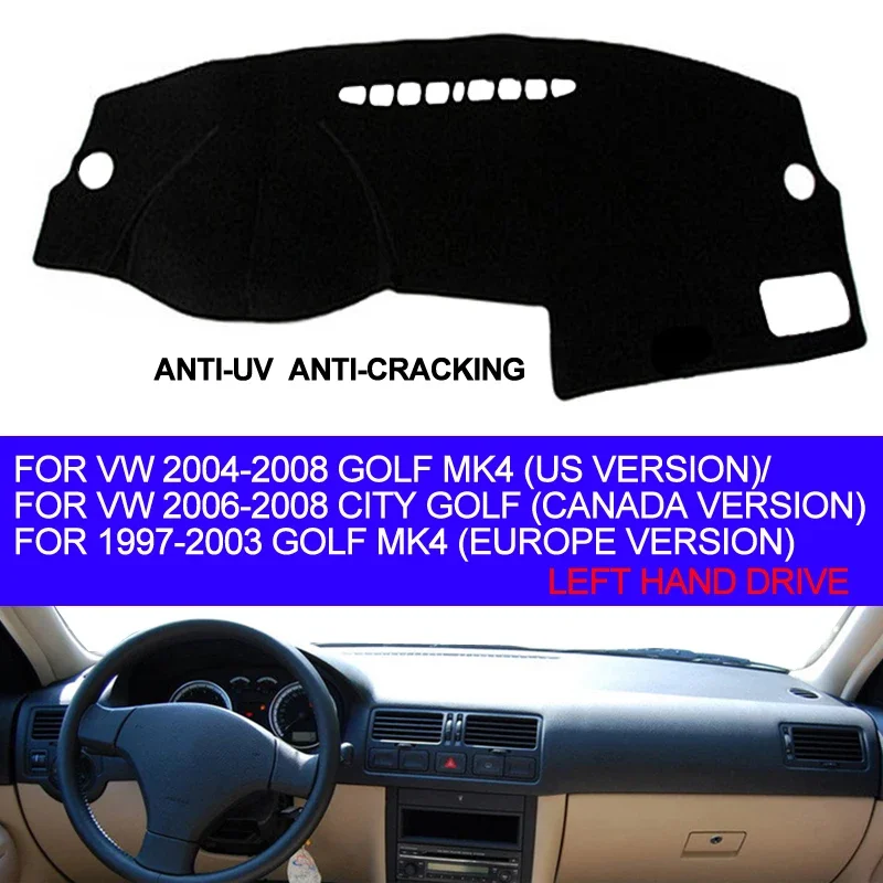 Kryt Dash dosky na palubnú dosku pre dash pre Volkswagen VW Golf 4 MK4 1997 - 1999 2000 2001 2002 2003