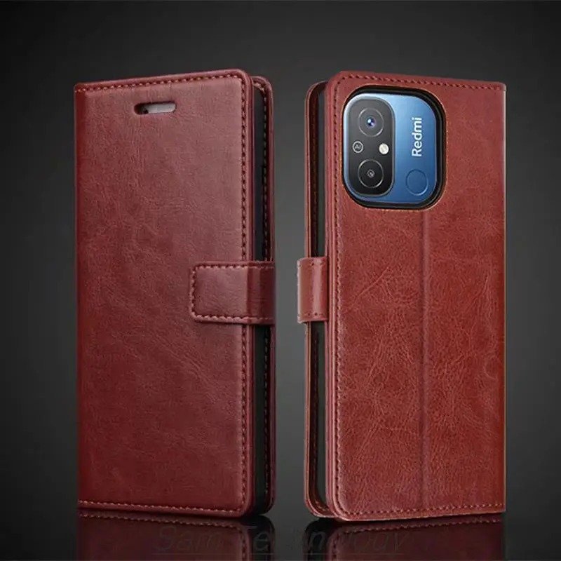 Kryt držiteľa karty pre puzdro pre Xiaomi Redmi 12C /Redmi12 C Pu Leather Flip Cover Retro Wallet Phone Case Business Fundas Coque