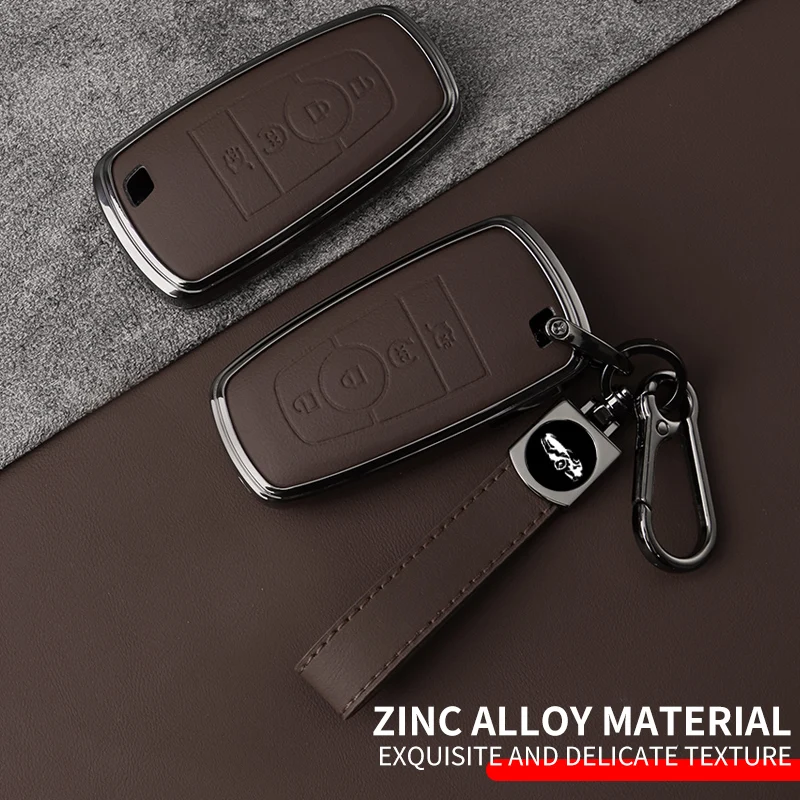Kryt kovového koženého automobilu pre kľúčové puzdro pre Ford Explorer Mustang Fusion Escape F150 F250 F350 F450 F550 Raptor chránený FOB Keychain FOB