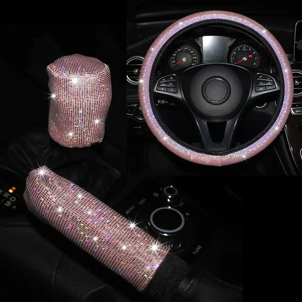 Kryt krytu na volant Elastic Elastic Universal 37/38 cm Diamond Blingbling Four Seasons Crystal Woman Styling Interiér