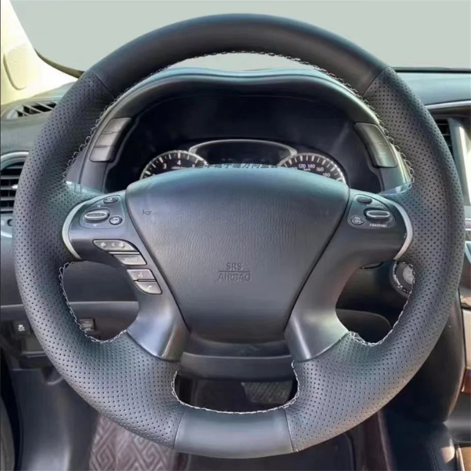 Kryt krytu volantu auta Skutočné kožené doplnky pre Infiniti JX35 M35 M25 M56 Q70 QX60 Nissan Murano Pathfinder