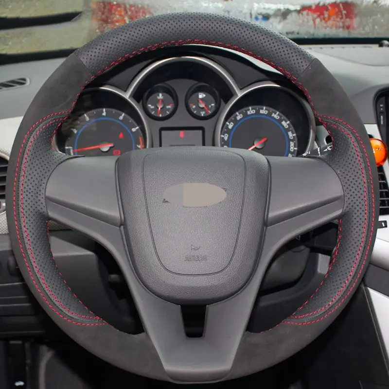 Kryt krytu volantu auta Suede Originálna koža pre Chevrolet Cruze 2009-2014 Aveo 2011-2014 Kryty automobilových kolies