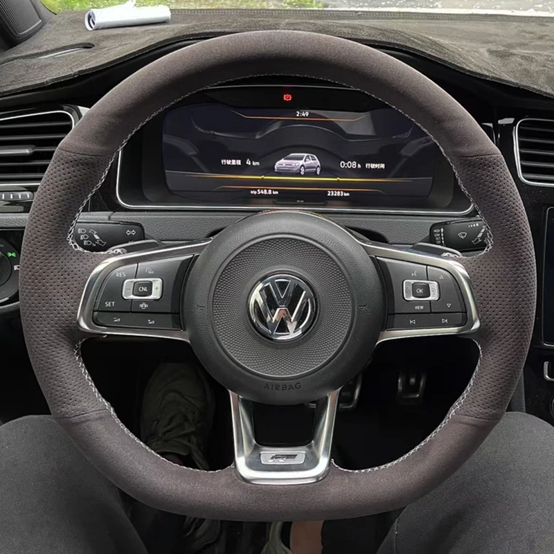 Kryt krytu volantu Suede 100% Fit for Volkswagen VW Golf 7 GTI Golf R MK7 VW Polo GTI Scirocco 2015 2016 Interiér automobilu