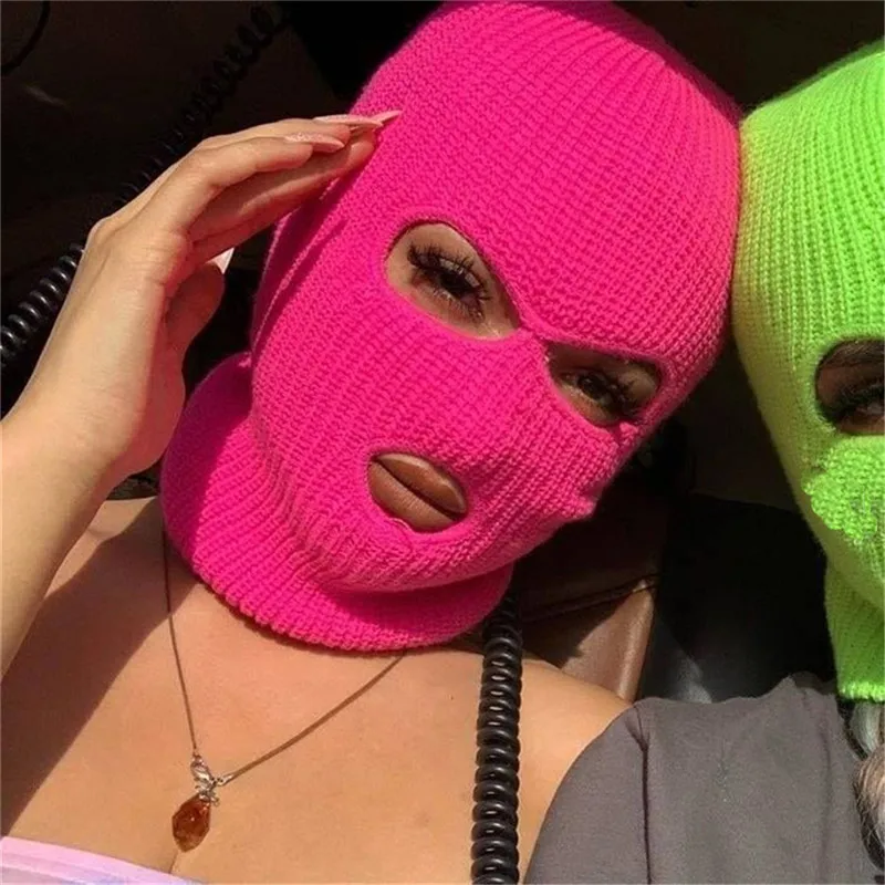 Kryt na celú tvár lyžiarsky klobúk 3 dierky Balaclava Army Tactical CS Windproof pletené čiapky kapota zimné teplé unisex čiapky