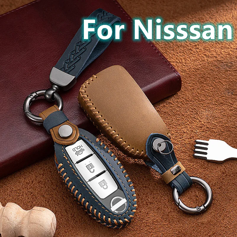 Kryt na kľúče z mäkkej kože pre kľúče od auta pre Nissan Shuath Leaf Micra K12 Poznámka hliadka Qashqai J11 J10 Tiida Versa XTrail T32 infiniti