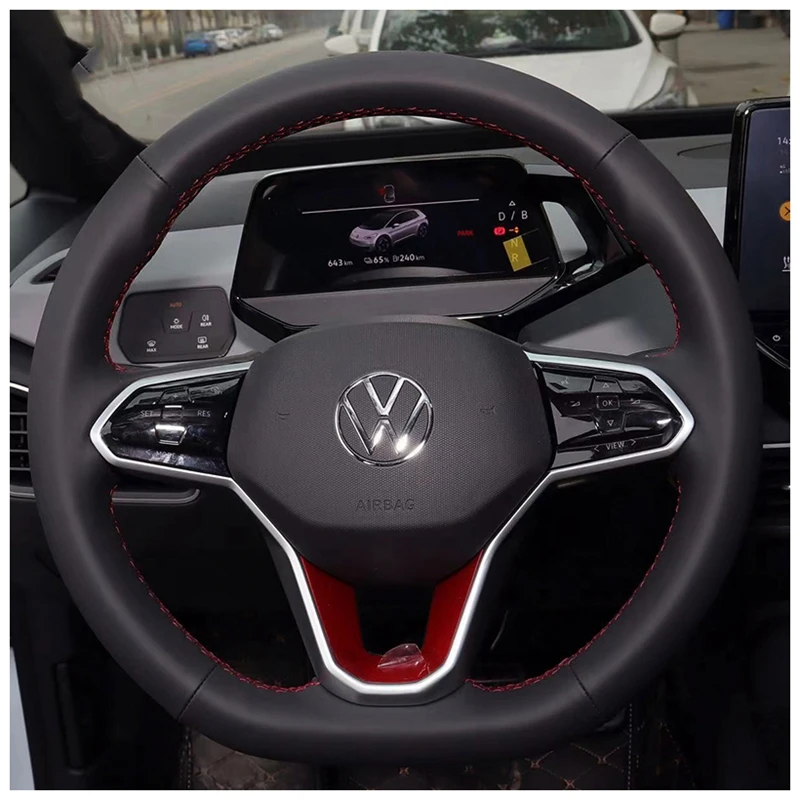 Kryt na volant Crys Cover Braid Originálna koža pre Volkswagen VW Atlas Golf 8 Mk8 Jetta Passat B9 Tiguan Sharan Auto Interiér