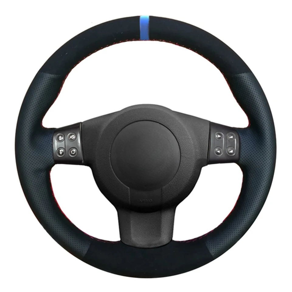 Kryt na volant na volante DIY ručne šité čierne pravé kožené semiš pre sedadlo Leon (MK2) 2006-2008 Ibiza (6L) 2007