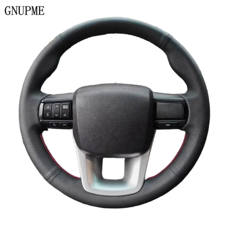 Kryt na volant na volante ručne šité kožené vrkočky na volante pre Toyota Fortuner 2016 2017 2018 2018 Hilux 2015-2019