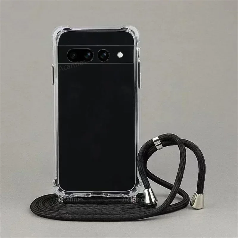 Kryt na šnúrke pre Google Pixel 9 8 7 6 Pro 8a 7a 6a Transparentný krížový náhrdelník Zadný kryt na pixel9 pixel8 5g pixel7 pixel6