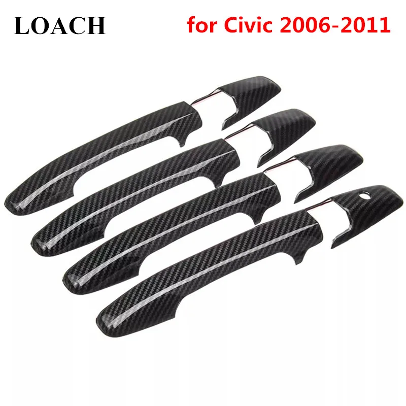 Kryt obkladov na kľučky pre exteriéry z uhlíkových vlákien pre Honda Civic 2006-2011 Vonkajšie nálepky na nálepky na rám