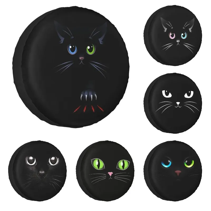 Kryt pneumatík pre pneumatiku Black Cat Kitten pre Prado Pajero Wrangler Cartoon Jeep RV SUV Camper ACTION ADRECORY 14 