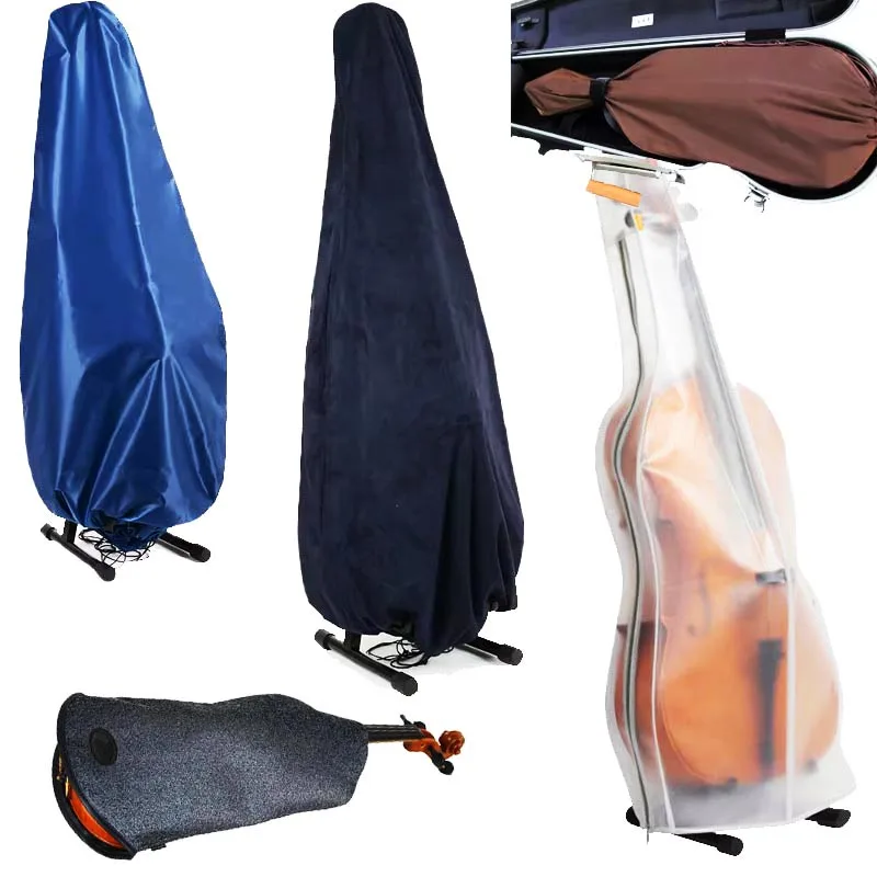 Kryt prachového vrecka na husle 1/4 1/2 3/4 4/4 Cello Cover Silk Silk Husté/semišové/elastické látky/priehľadné prístrojové príslušenstvo