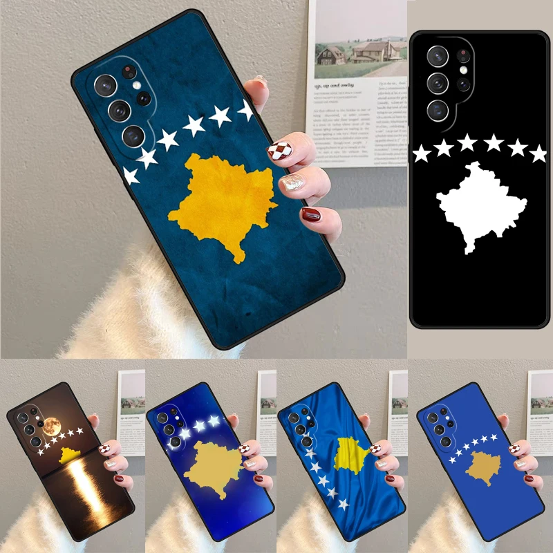 Kryt pre Samsung Galaxy S24 Ultra S21 S22 S8 S9 S10E Poznámka 10 20 Plus Fe S23 Kosovo vlajkový telefón Coque Coque Coque