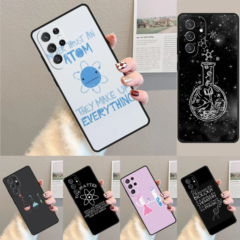Kryt pre Samsung Galaxy S24 Ultra S21 S22 S8 S9 S10E Poznámka 10 20 Plus Fe S23 Atom Chemistry Science Phone Case Coque Coque