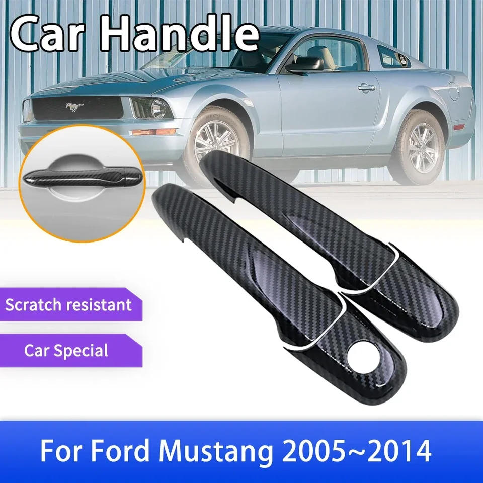 Kryt rukoväte dverí z uhlíkových vlákien pre Ford Mustang MK5 S197 2005 ~ 2014 Nálepky na ochranné príslušenstvo CAR 2006 2007 2008 2009 2012