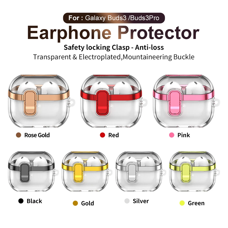 Kryt slúchadiel pre Samsung Buds 3 Pro Case Transparent Secure Lock Fundas pre Samsung Galaxy Buds3