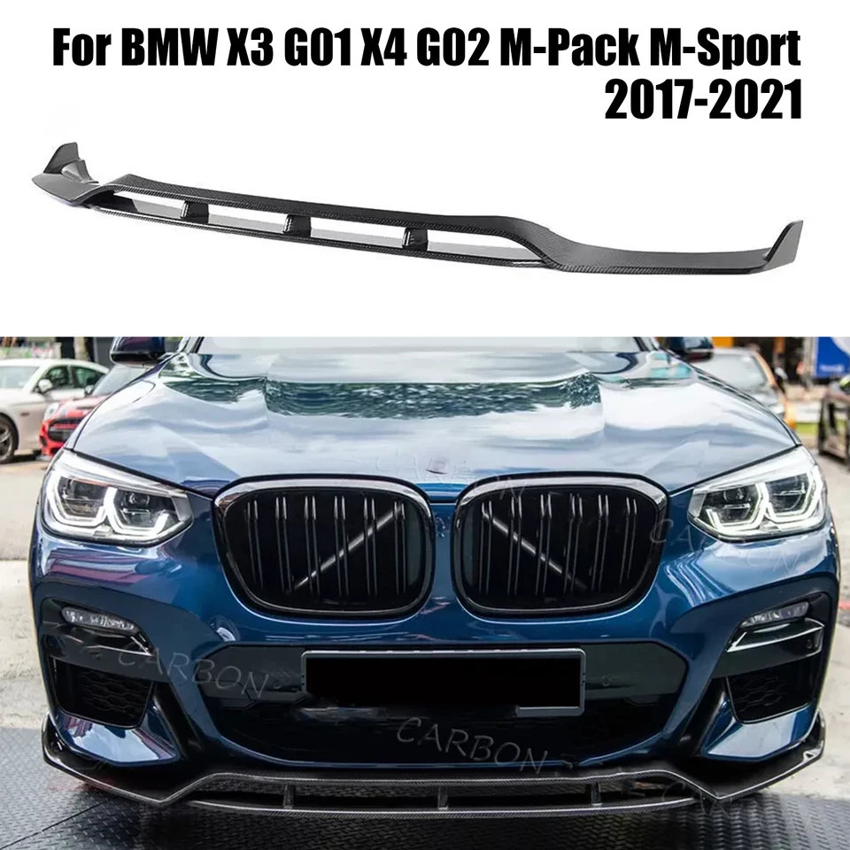 Kryt splitovatého krytu automobilu predný nárazník na kryt uhlíka Lesklá čierna pre BMW X3 G01 a X4 G02 M40I M40D M-Pack M-Sport 2017-2021