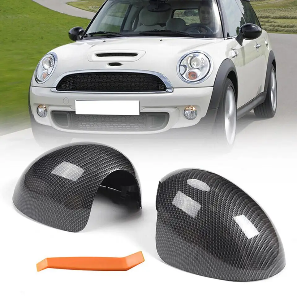 Kryt spätného zrkadla 2ks pre mini-kooper R55 R56 R57 R58 R59 R60 R61 Zrkadlo uhlíkových vlákien Plastové čiapky Plastické exteriéry
