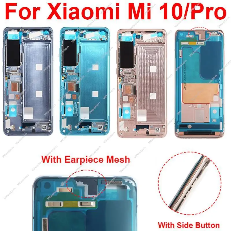 Kryt stredného predného rámu pre Xiaomi Mi 10 10 Pro 5G LCD Podpredový predný rám stredný kryt rámový doskový diel