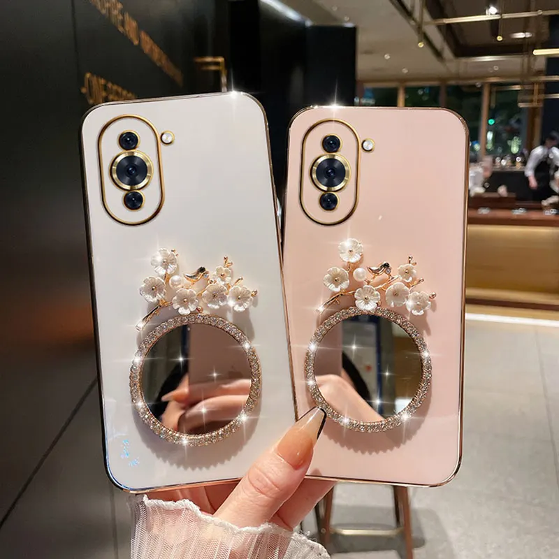 Kryt telefónu Flower Mirror pre Huawei Nova 11 10 9 12 Se Honor 90 200 Lite Magic6 Pro X9A X8A prípad luxusného pokovovania novál1