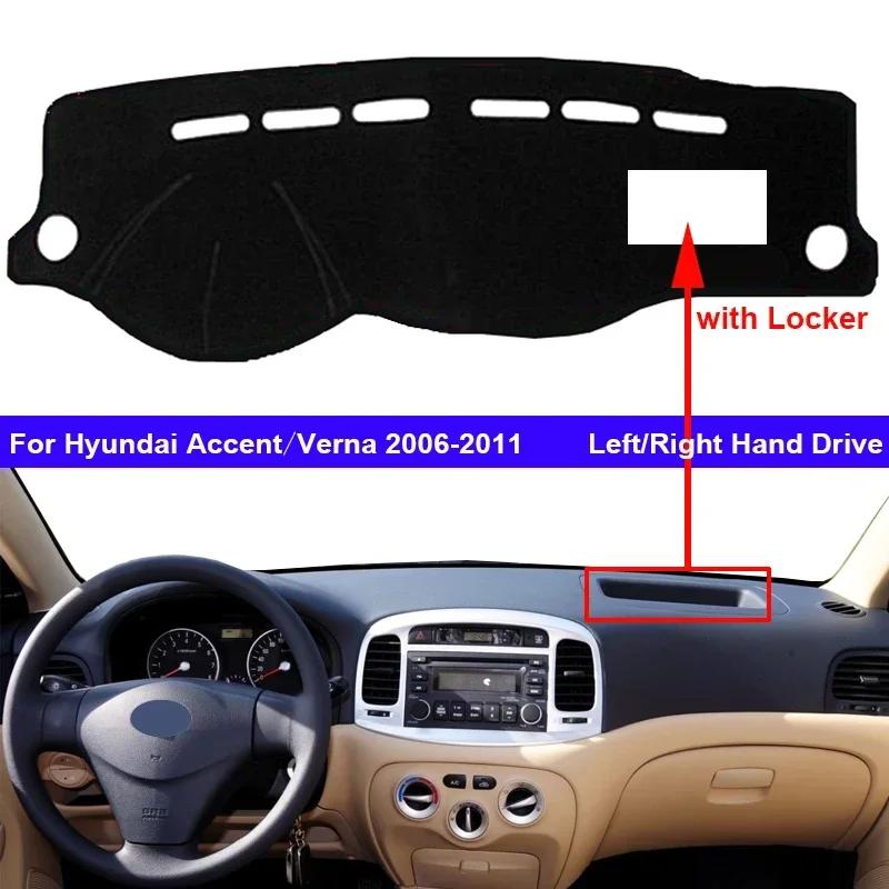 Kryt vnútorného prístrojového panela pre Hyundai Accent Verna 2006 - 2011 Auto Dash Mat Koberec koberec Sun Shade Dashmat Pad 2019 2008