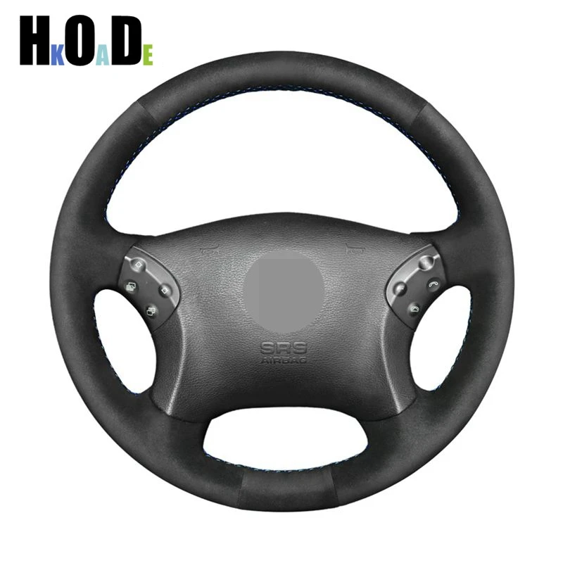 Kryt volantu automobilu pre Mercedes-Benz W203 C-Class 2001-2007Diy Ručne stehovaný čierny semišový volant Cover