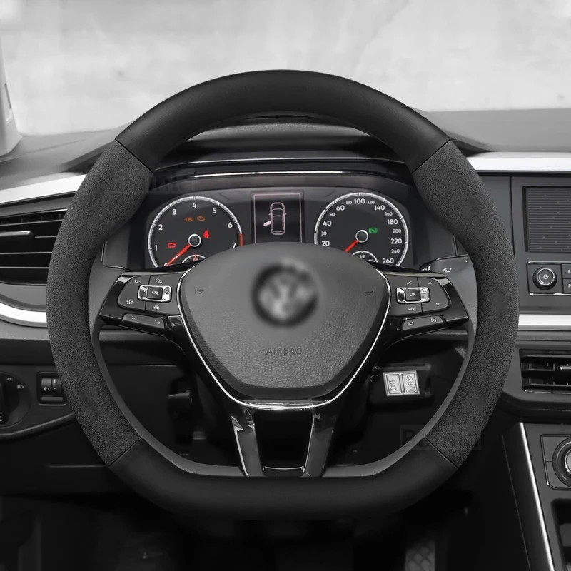 Kryt volantu automobilu Priedušná koža pre VW Polo Touareg Sharan Golf 4 5 7 kryt volantu 37-38 cm automobilových doplnkov