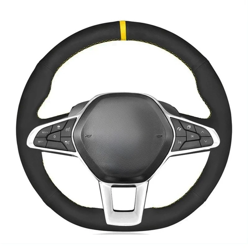Kryt volantu pre domácich majstrov automobilov Ručne šmykľované čierne semiš pre Renault Clio 5 (V) 2019-2020 Zoe 2019-2020 Captur Parts