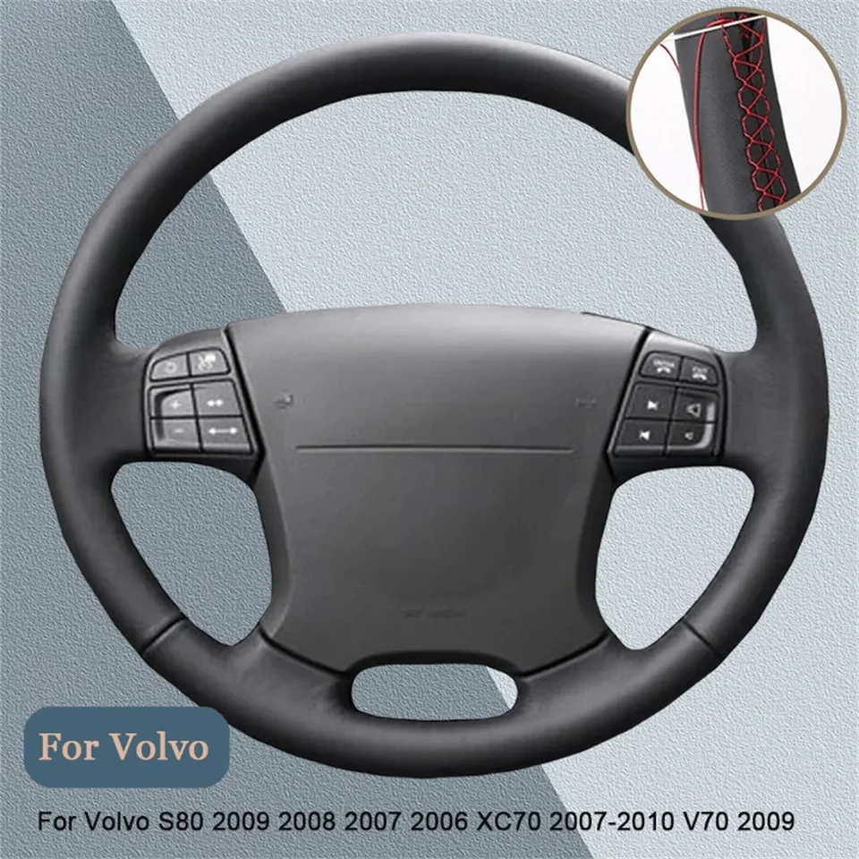 Kryt volantu s koženým volantom z mikrovlákna pre Volvo S80 2009 2008 2007 2006 XC70 2007-2010 V70 2009