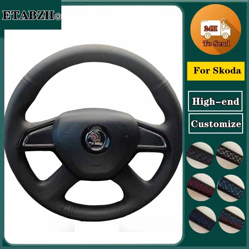 Kryt volantu s vrkočovým automobilom pre skod Octavia Fabia Rapid Superb Yeti Microfliber Kožená koža