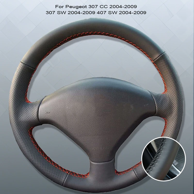 Kryt volantu z mikrovlákna pre kožené vozidlo pre Peugeot 307 CC 2004-2009 307 SW 2004-2009 407 SW 2004-2009 Vlastné puzdro riadenia