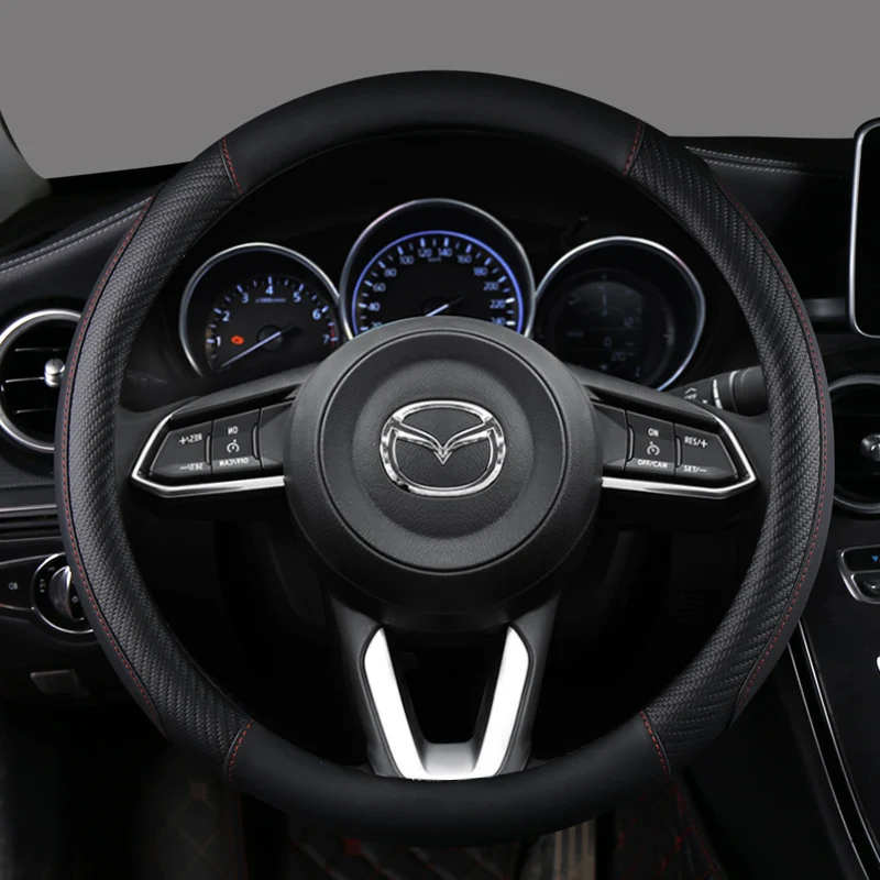 Kryt volantu z uhlíkového vlákna pre kolieska na volant pre Mazda3 atenza axela BT-50 CX5 CX7 CX3 CX9 CX30 Automatické príslušenstvo