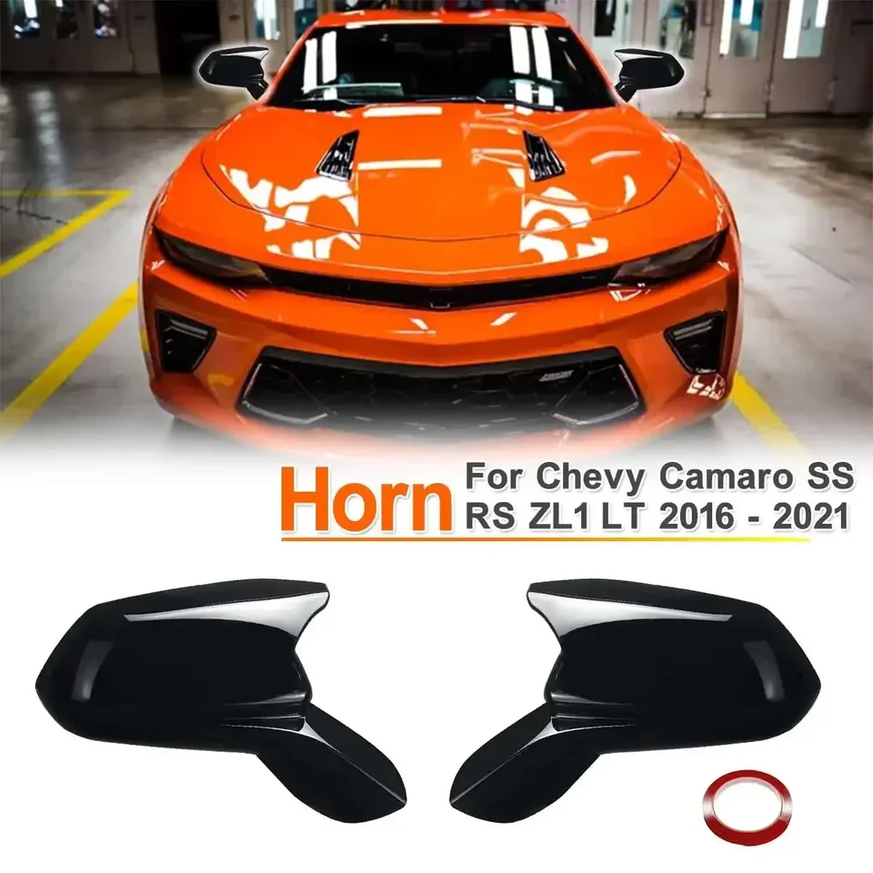 Kryt zadného krídla spätného zrkadla Zadné zrkadlové puzdro Zrkadlá lesklá čierna pre Chevy Camaro SS RS ZL1 LT 2016-2021