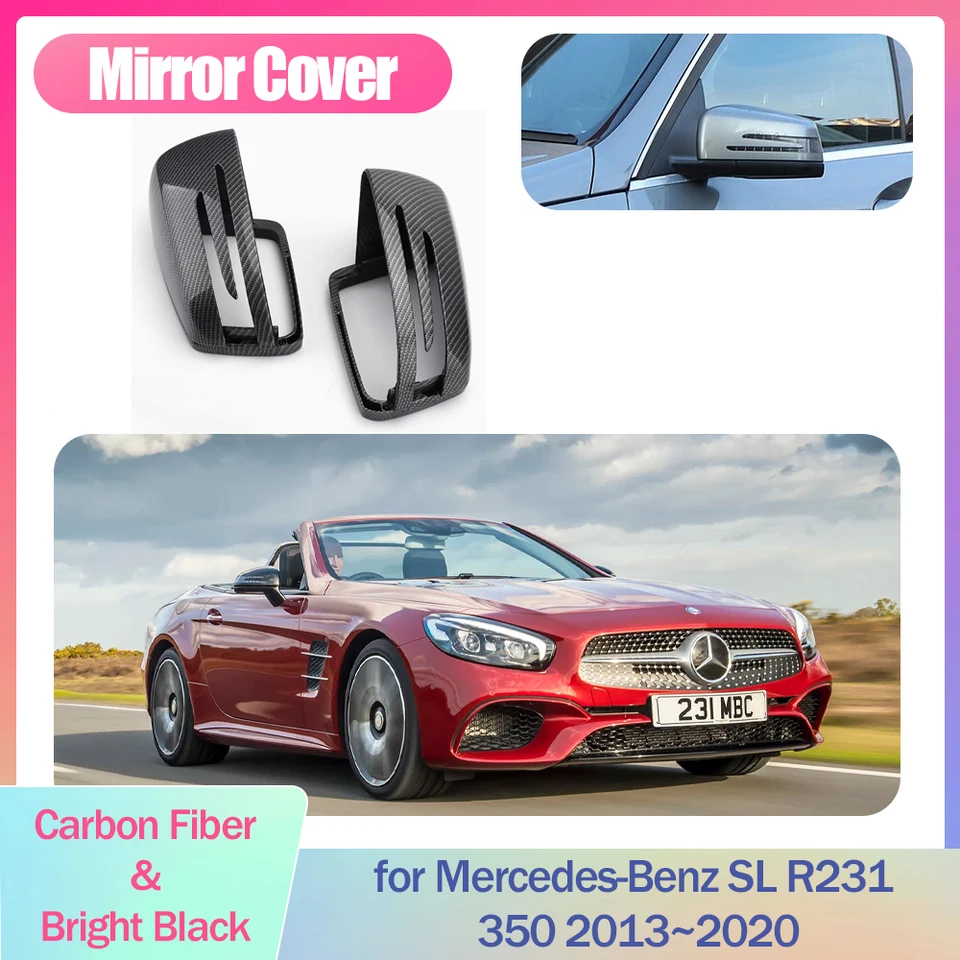 Kryt zrkadla automobilu 2pcs pre Mercedes-Benz SL R231 350 2013 ~ 2020 2014 ABS Presíhanie krídla Cap Wing Whon Tink Shell Accessorie Accessorie