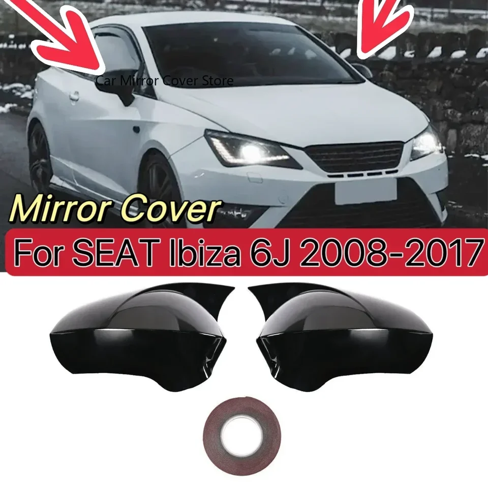 Kryt zrkadla Zadného zobrazenia pre sedadlo Ibiza 6J 2008-2017 Glossy čierne bočné krídlo kryt