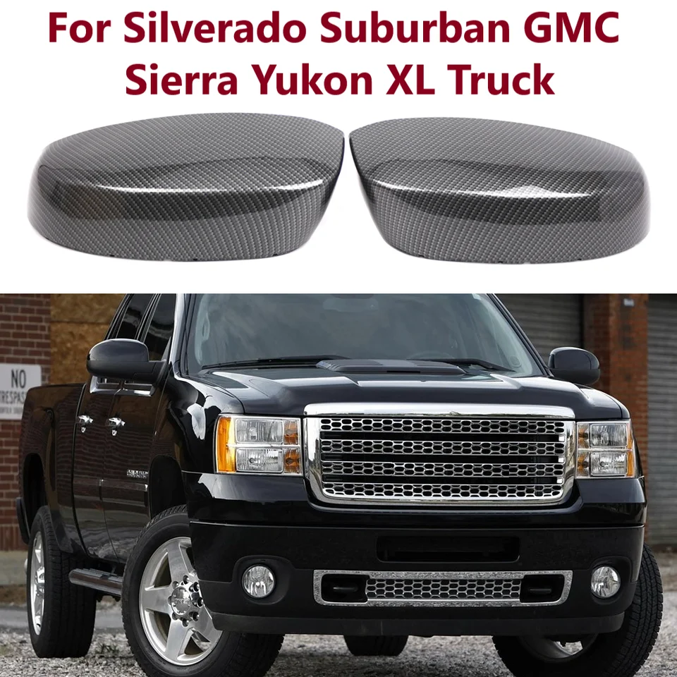 Krytia spätného zrkadla na bočnom krídle uhlíkových vlákien pre Chevrolet Silverado Tahoe Suburban GMC Sierra Yukon XL Truck 2007-2013