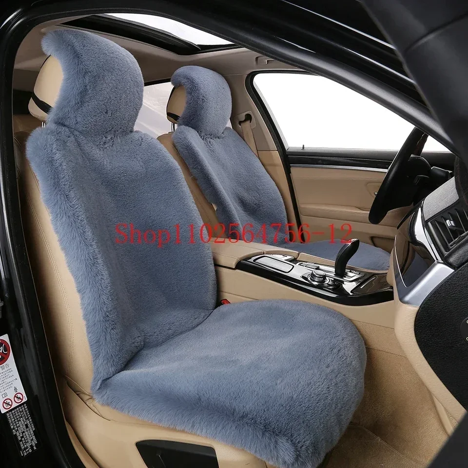 Kryty autosedačky Sada predné autosedacie sedadlo vankúšiky Faux kožušina Univerzálna vlna autosedačky zimná teplá plyšová mäkká ovčiarska koža
