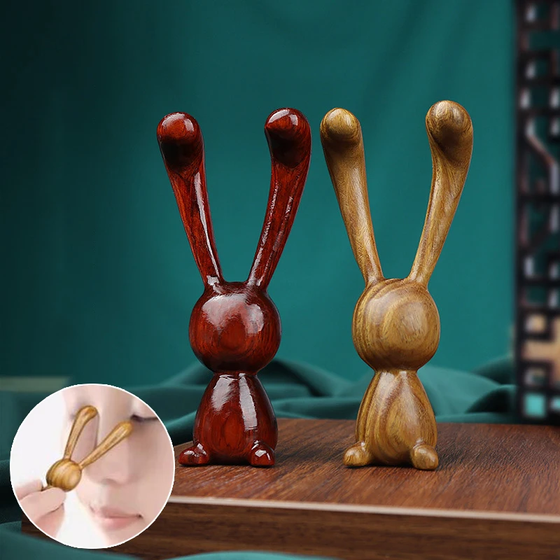 Králikový tvar Multifunkčný drevený terapia masáž nosa Massager Prírodné santalové drevo Guasha Scraping Body Massager