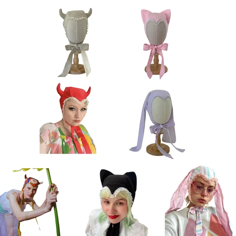 Králičie klobúk Halloween klobúk lebka čiapka hlavy hlavy pre vonku roh roh dlhých uší viacfarebné veľké rohové uši halloween čiapky