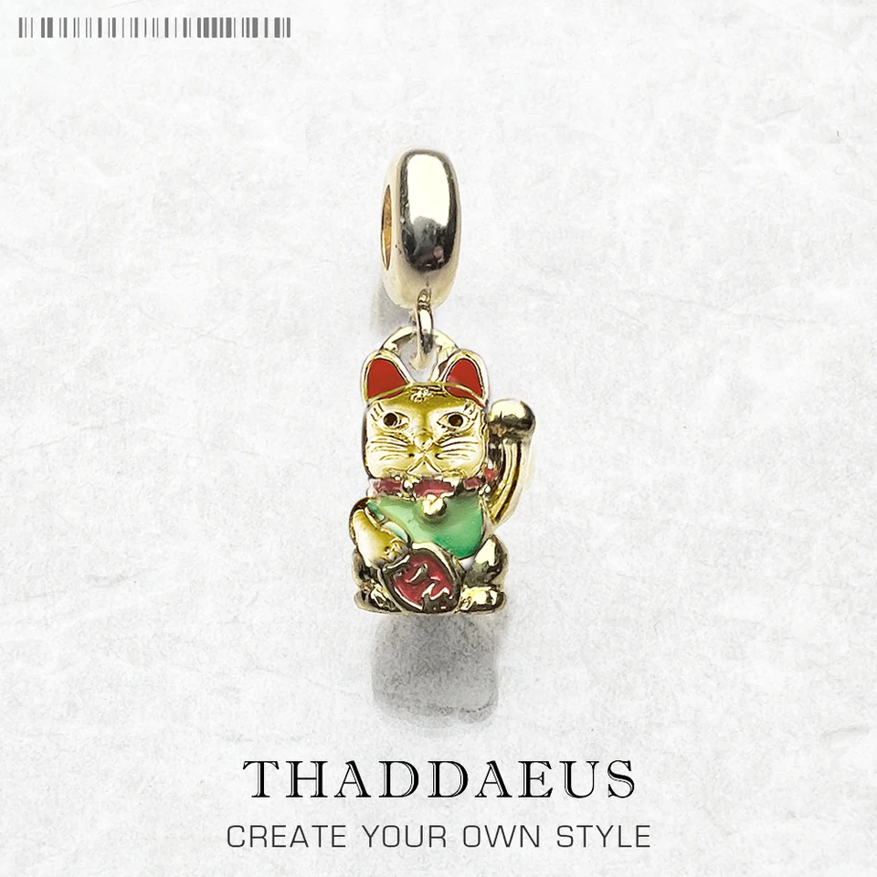 Krásna karikatúra Lucky Cat Toy Pmend Pendant for Women Men Lover 925 Sterling strieborný darček
