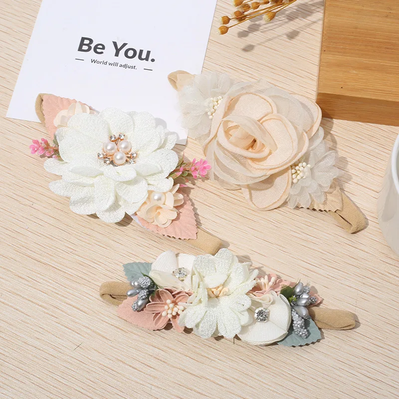Krásna čipka Artificial Flower Headband novorodenecký čelenka pre dievčatko vyrábané vlasové príslušenstvo резинки для оолос детям