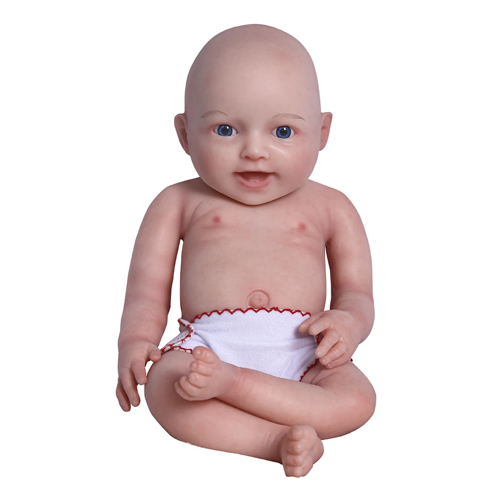 Krásne 18 palcov Reborn Baby Doll Celé telo mäkké silikónové dievčenské hračky ústia otvorené úsmev narodeninové darčeky s cumlíkom Hot Sale 2023